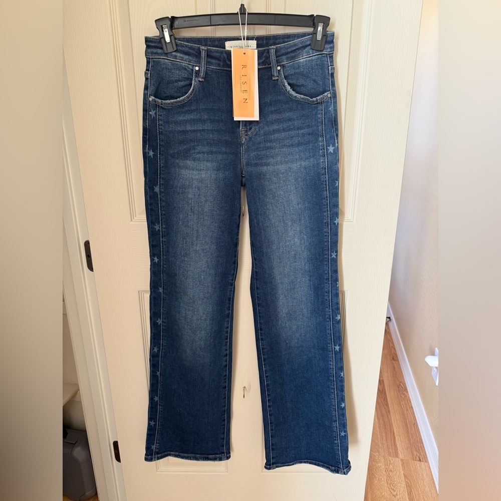 Risen Women's Dark Blue Flare Jeans